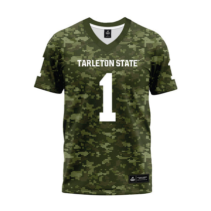 Tarleton State - NCAA Football : Jadan Aubert - Military Green Camo Premium Football Jersey-0