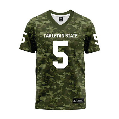 Tarleton State - NCAA Football : Stephen Woods Jr - Military Green Camo Premium Football Jersey-0
