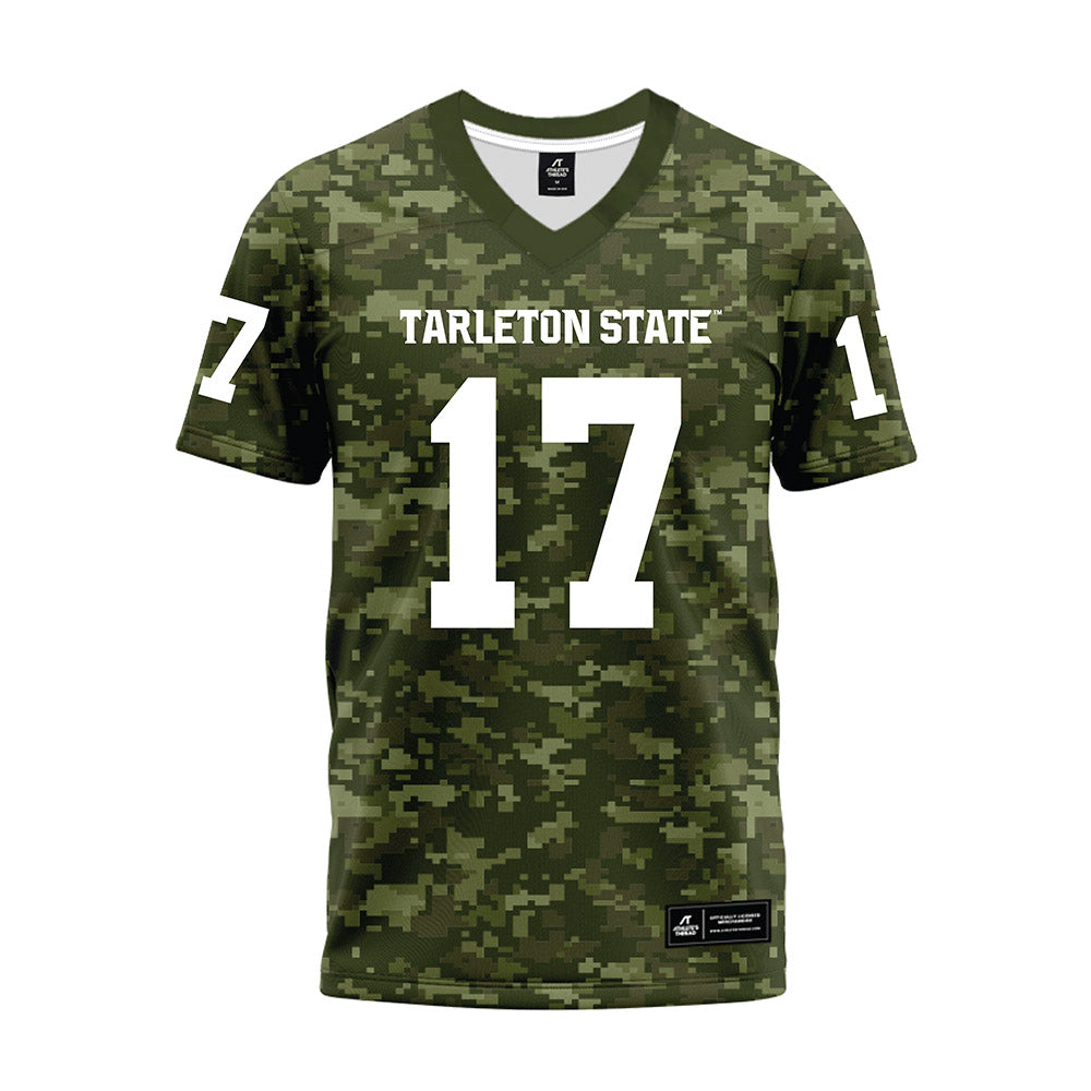 Tarleton State - NCAA Football : Kaleb Brown - Military Green Camo Premium Football Jersey-0