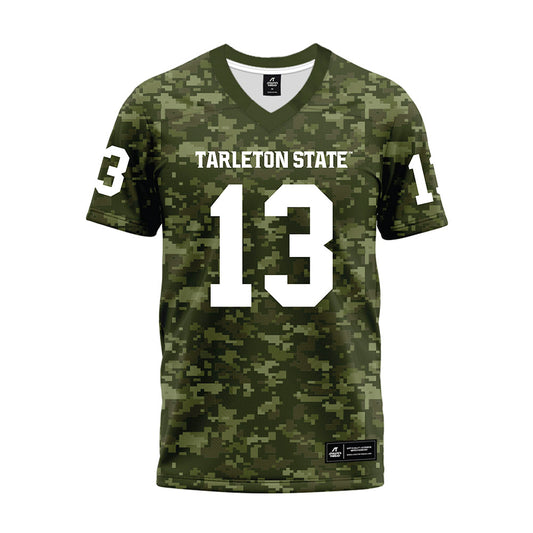 Tarleton State - NCAA Football : Pius Njenge - Military Green Camo Premium Football Jersey-0