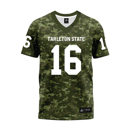 Tarleton State - NCAA Football : Isaac Hall - Military Green Camo Premium Football Jersey-0