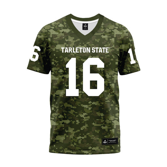 Tarleton State - NCAA Football : Isaac Hall - Military Green Camo Premium Football Jersey-0