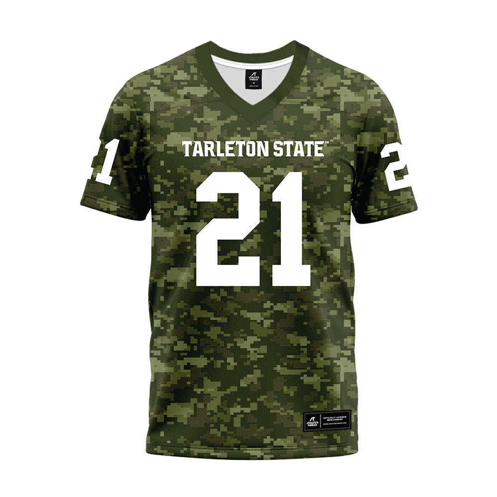 Tarleton State - NCAA Football : Jeremiah Postell - Military Green Camo Premium Football Jersey-0