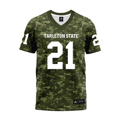 Tarleton State - NCAA Football : Jeremiah Postell - Military Green Camo Premium Football Jersey-0
