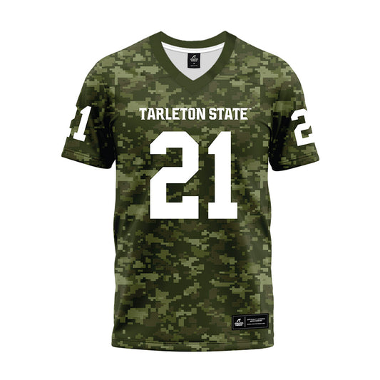 Tarleton State - NCAA Football : Jeremiah Postell - Military Green Camo Premium Football Jersey-0