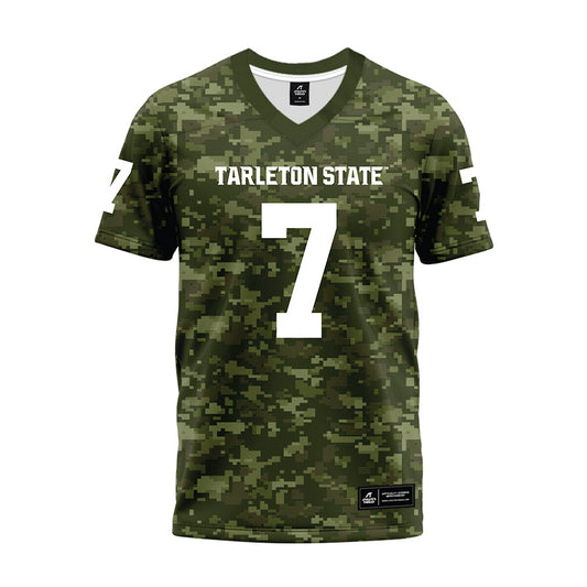 Tarleton State - NCAA Football : Seven Cloud - Military Green Camo Premium Football Jersey-0