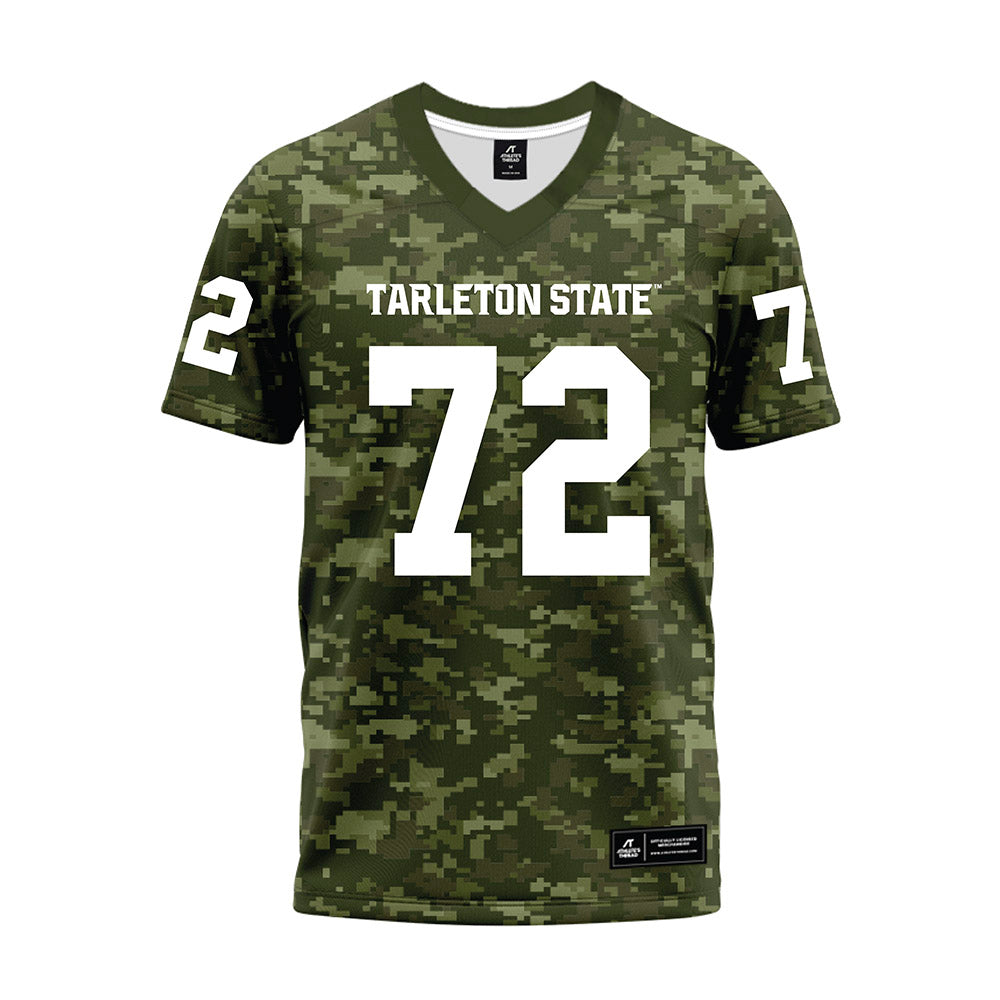 Tarleton State - NCAA Football : Terrance Saunders II - Military Green Camo Premium Football Jersey-0