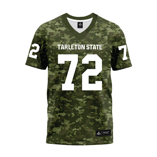 Tarleton State - NCAA Football : Terrance Saunders II - Military Green Camo Premium Football Jersey-0