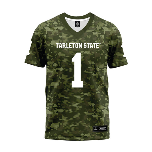 Tarleton State - NCAA Football : Tylan Hines - Military Green Camo Premium Football Jersey-0