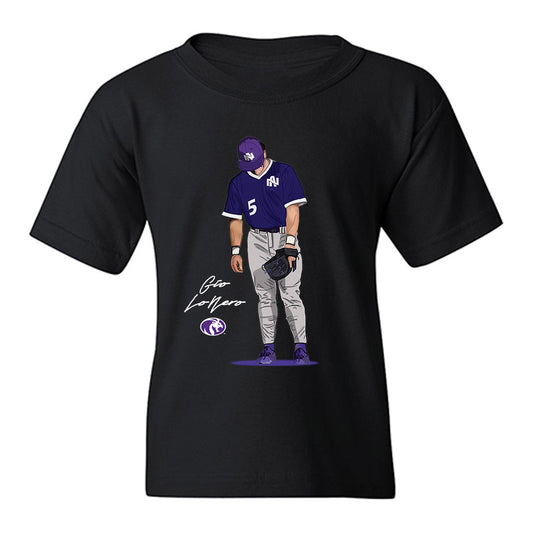 North Alabama - NCAA Baseball : Gio LoNero - Caricature Youth T-Shirt-0