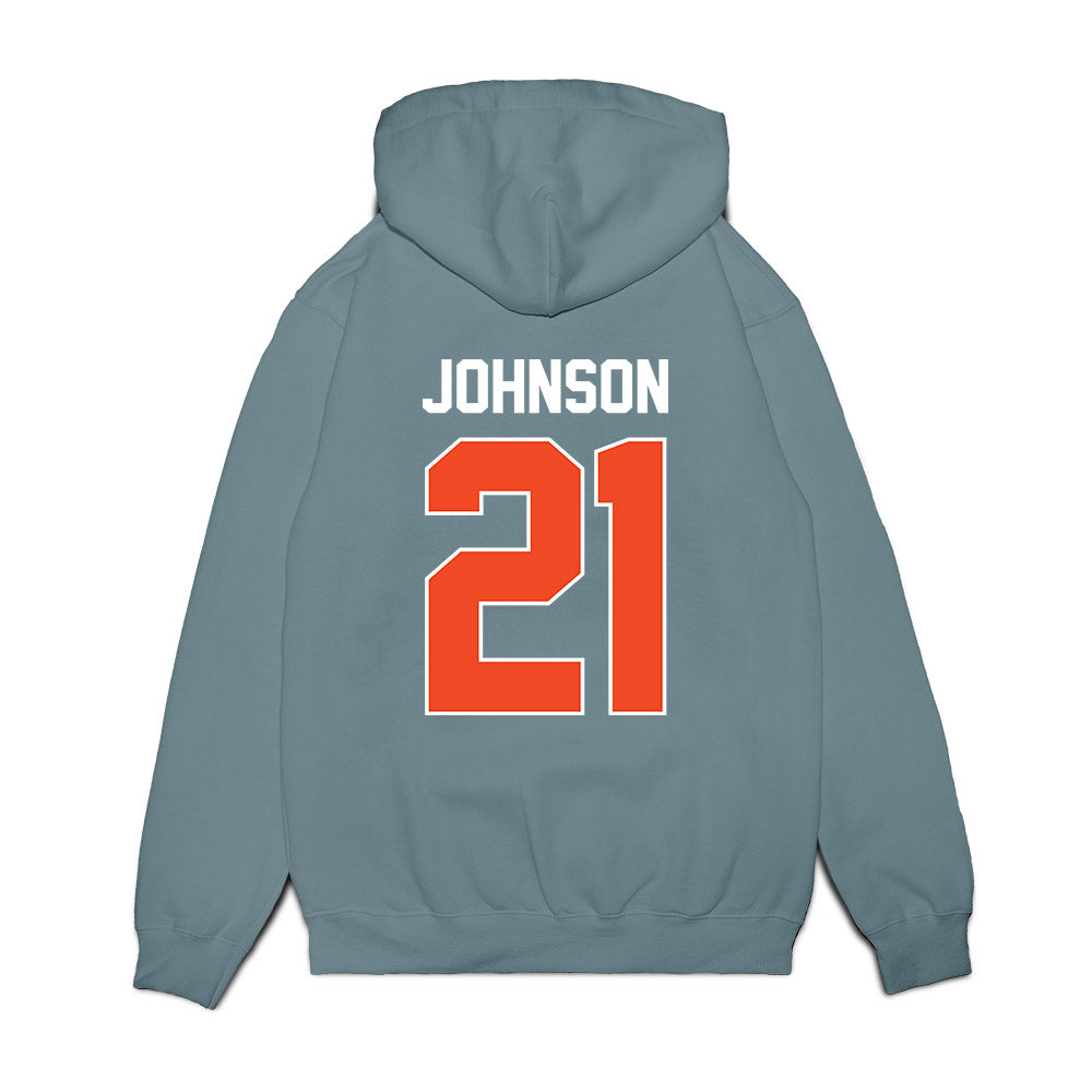 Virginia - NCAA Women's Basketball : Kymora Johnson - Vintage Shersey Premium Hooded Sweatshirt-1