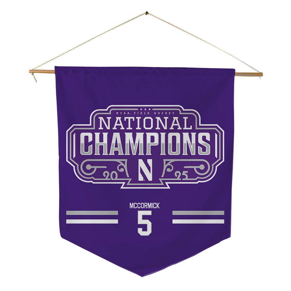 Northwestern - NCAA Women's Field Hockey : Kerry McCormick - NCAA® 2025 National Champions Pennant - 18" x 21"-0
