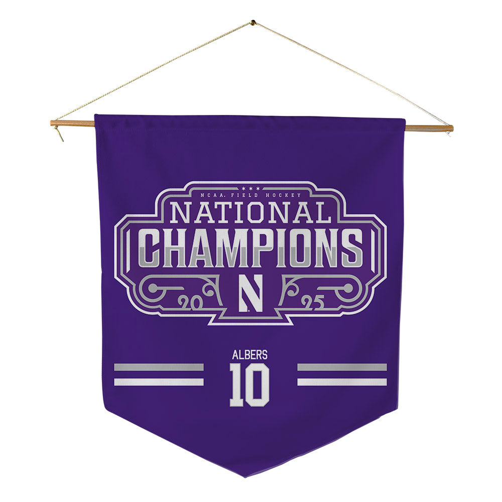 Northwestern - NCAA Women's Field Hockey : Amelia Albers - NCAA® 2025 National Champions Pennant - 18" x 21"-0