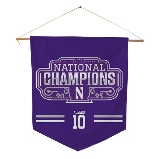 Northwestern - NCAA Women's Field Hockey : Amelia Albers - NCAA® 2025 National Champions Pennant - 18" x 21"-0