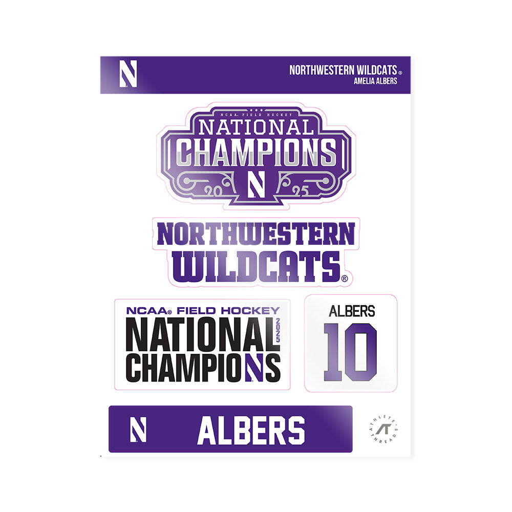 Northwestern - NCAA Women's Field Hockey : Amelia Albers - NCAA® 2025 National Champions Sticker Sheet-0