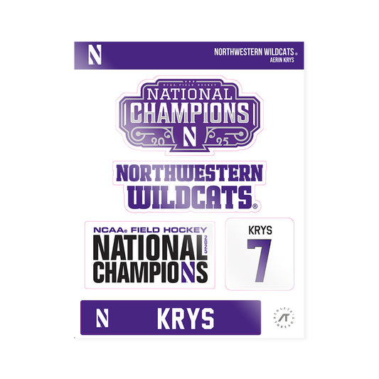 Northwestern - NCAA Women's Field Hockey : Aerin Krys - NCAA® 2025 National Champions Sticker Sheet-0