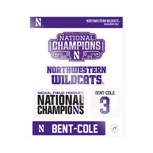 Northwestern - NCAA Women's Field Hockey : Olivia Bent-Cole - NCAA® 2025 National Champions Sticker Sheet-0
