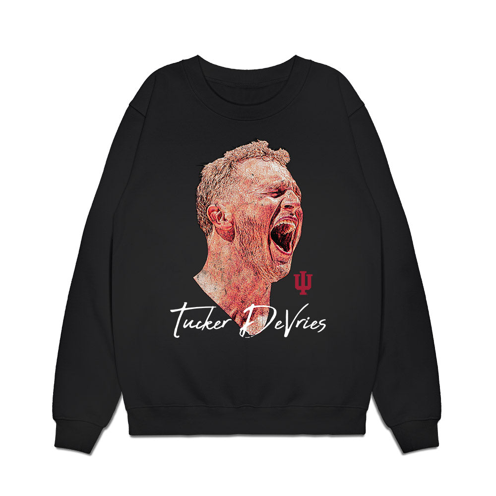 Indiana - NCAA Men's Basketball : Tucker DeVries - Game Face Premium Crewneck Sweatshirt-0