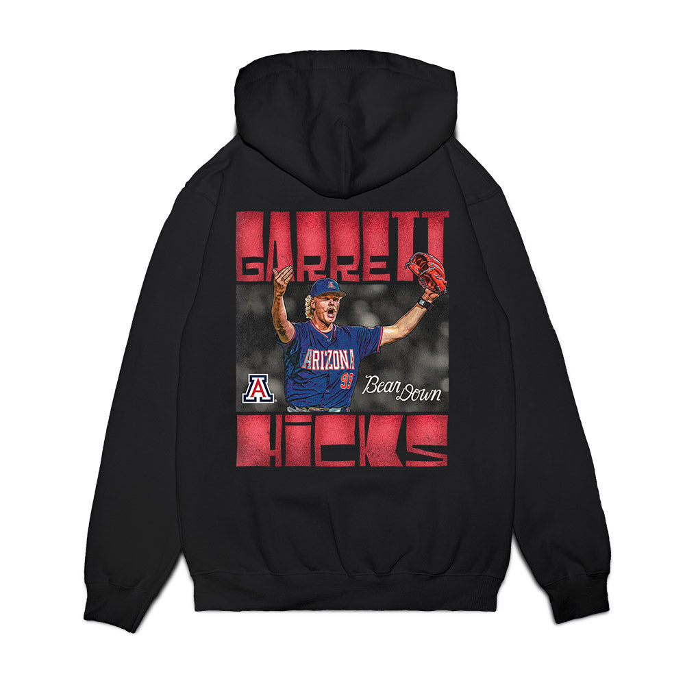Arizona - NCAA Baseball : Garrett Hicks - Graphic Premium Hooded Sweatshirt-1