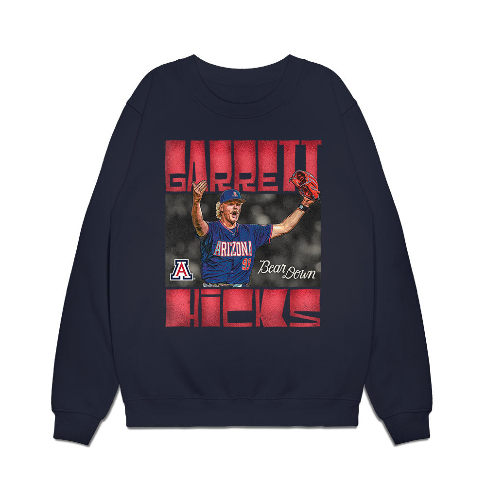 Arizona - NCAA Baseball : Garrett Hicks - Graphic Premium Crewneck Sweatshirt-0