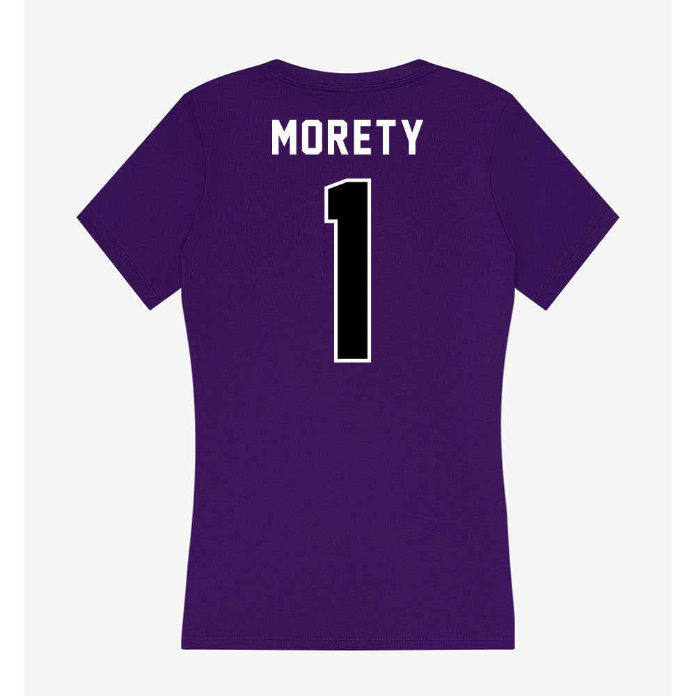 CCNY - NCAA Men's Basketball : Justin Morety - Women's V-Neck T-Shirt-1