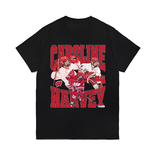 Wisconsin - NCAA Women's Ice Hockey : Caroline Harvey - Collage Comfort Colors T-Shirt-0