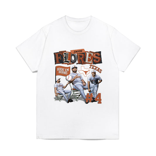 Texas - NCAA Baseball : Jason Flores - Collage Comfort Colors T-Shirt-0