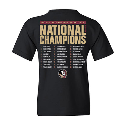 FSU - NCAA Women's Soccer : NCAA® 2025 National Champions Roster Youth T-Shirt-1