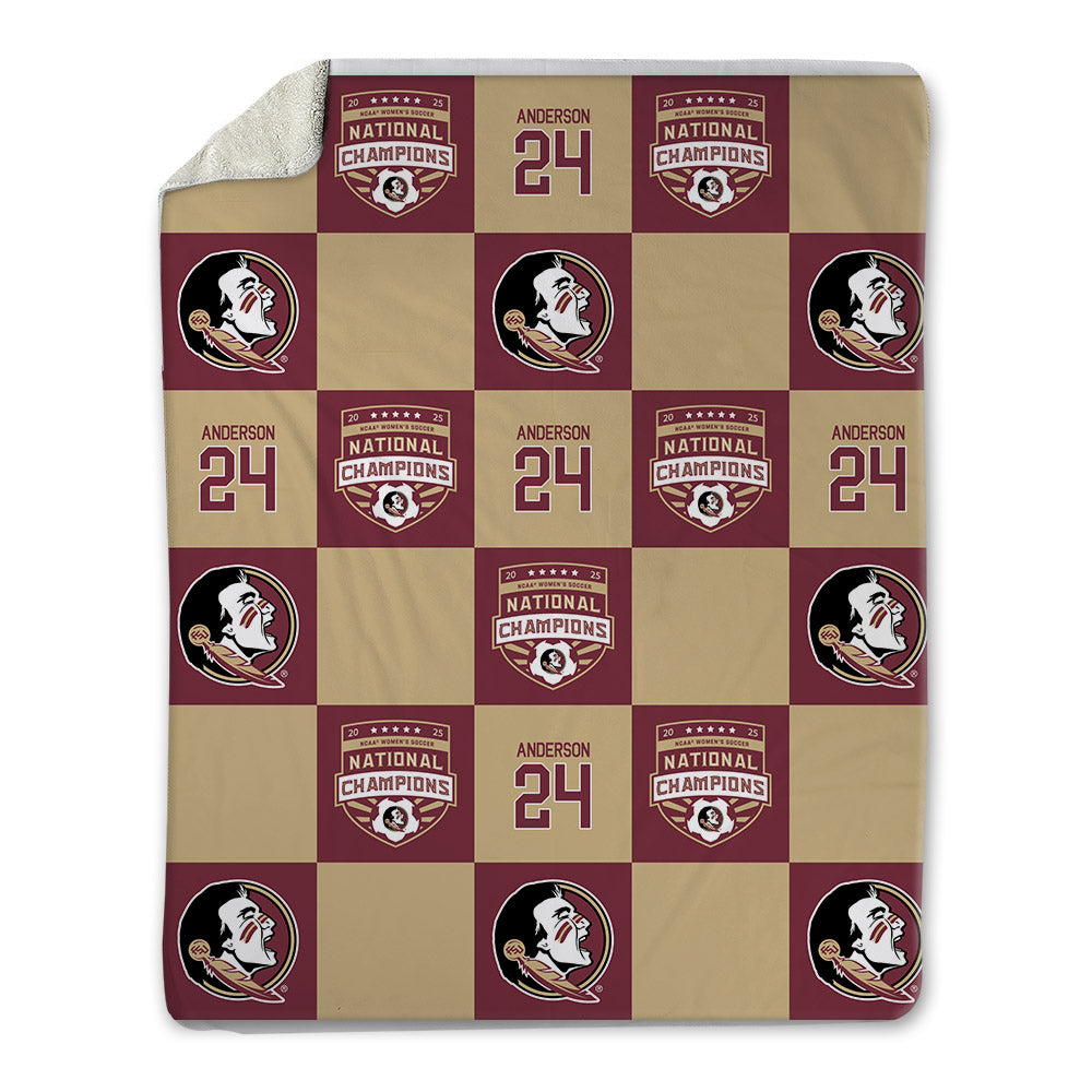 FSU - NCAA Women's Soccer : ashlyn anderson - NCAA® 2025 National Champions Blanket-0