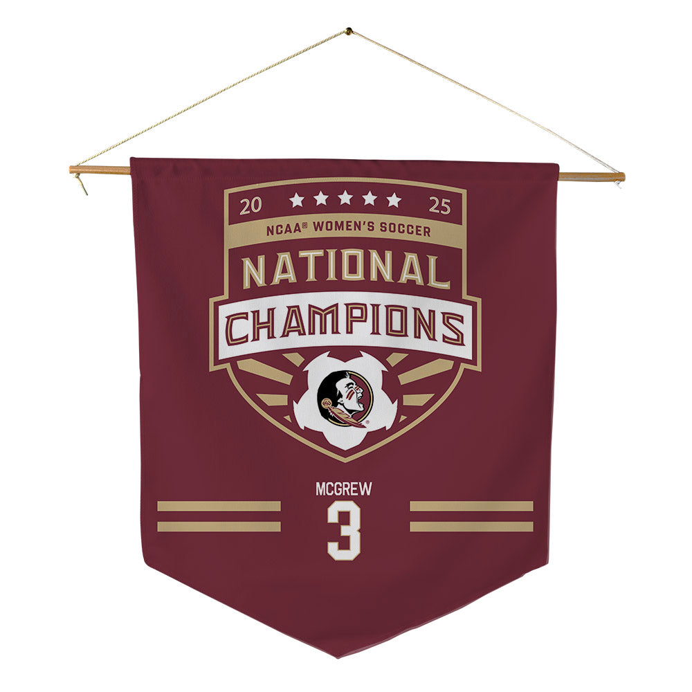 FSU - NCAA Women's Soccer : Jaida McGrew - NCAA® 2025 National Champions Pennant - 18" x 21"-0