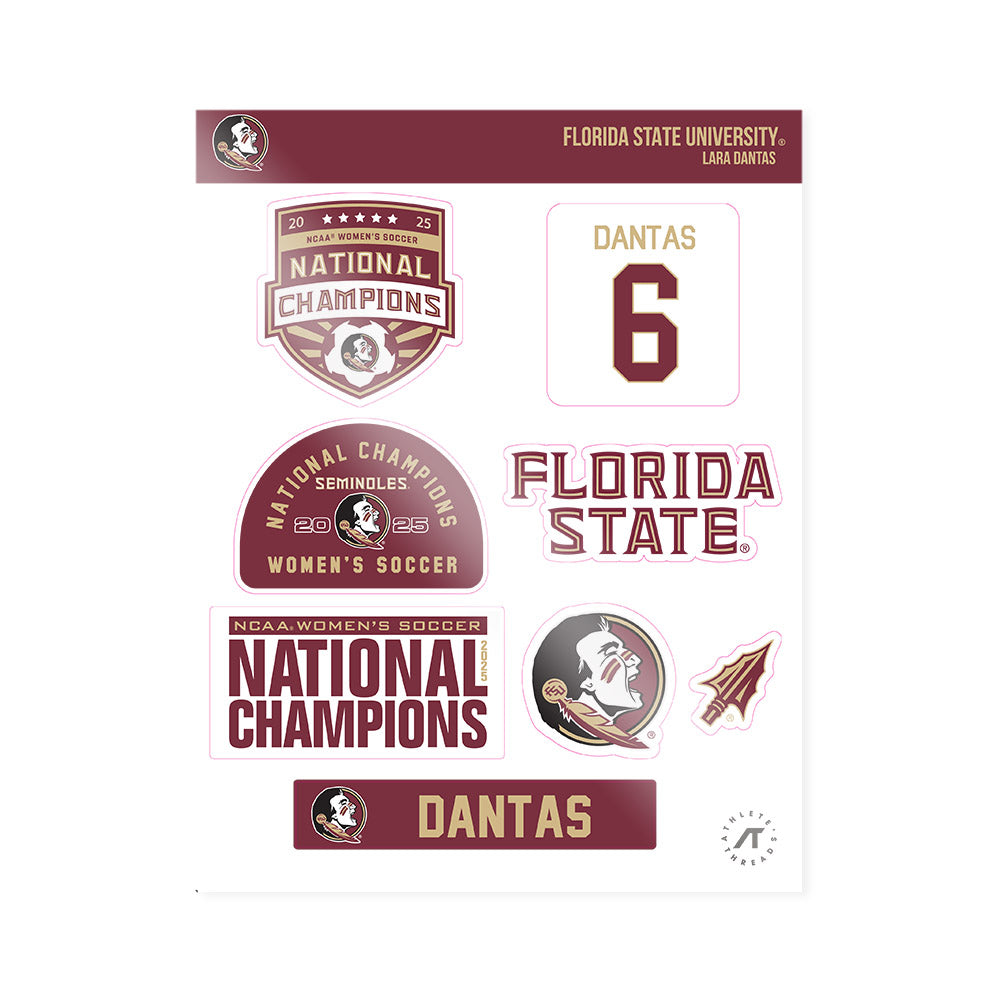 FSU - NCAA Women's Soccer : Lara Dantas - NCAA® 2025 National Champions Sticker Sheet-0