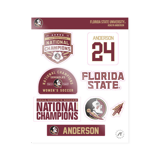 FSU - NCAA Women's Soccer : ashlyn anderson - NCAA® 2025 National Champions Sticker Sheet-0