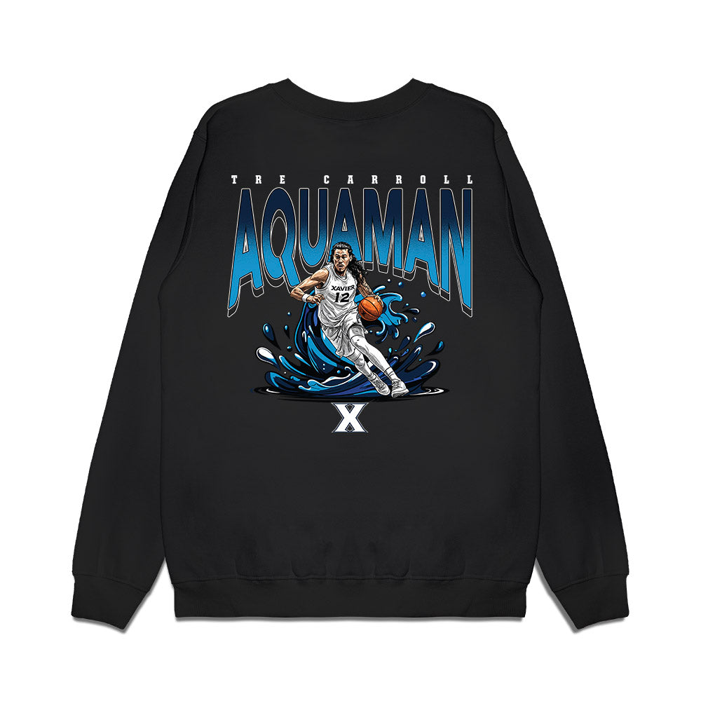 Xavier - NCAA Men's Basketball : Tre Carroll - Aquaman Premium Crewneck Sweatshirt-0