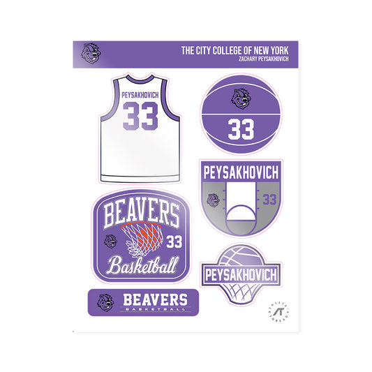 CCNY - NCAA Men's Basketball : Zachary Peysakhovich - Sticker Sheet-0