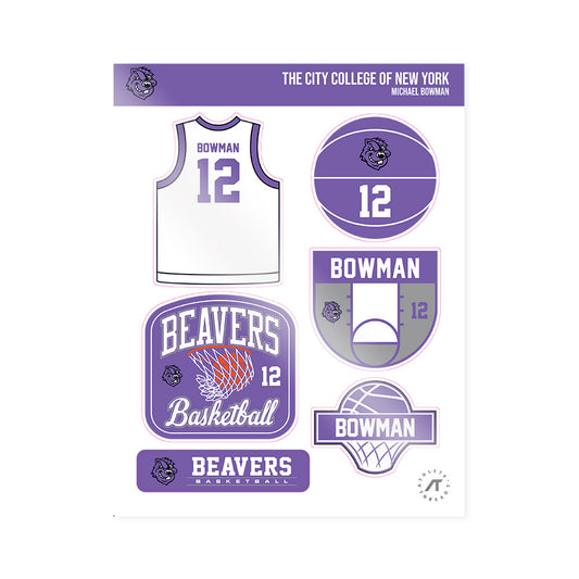 CCNY - NCAA Men's Basketball : Michael Bowman - Sticker Sheet-0