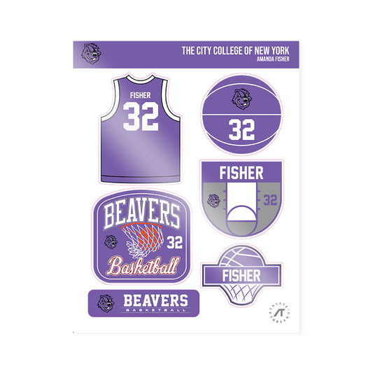 CCNY - NCAA Women's Basketball : Amanda Fisher - Sticker Sheet-0