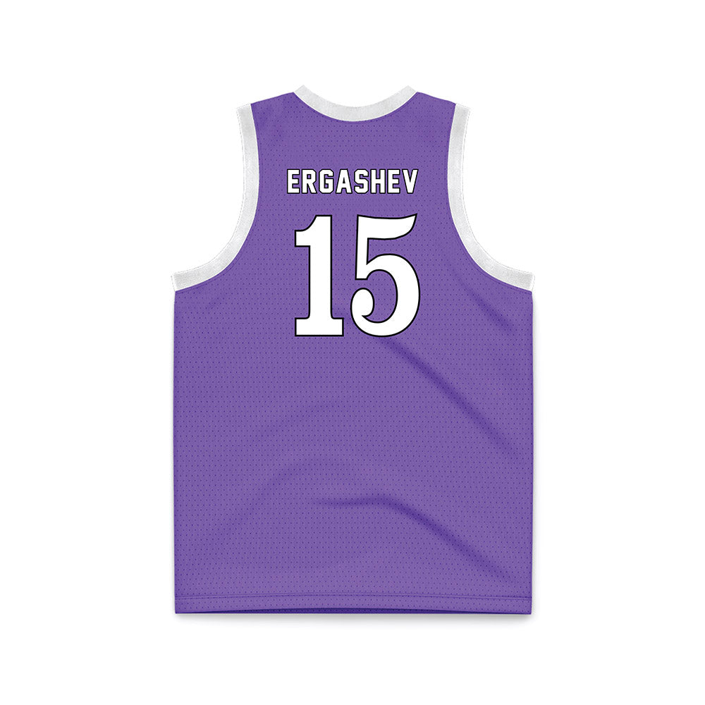 CCNY - NCAA Men's Basketball : Komron Ergashev - Purple Basketball Jersey-1