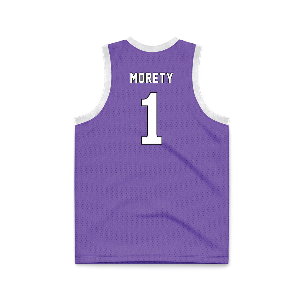 CCNY - NCAA Men's Basketball : Justin Morety - Purple Basketball Jersey-1