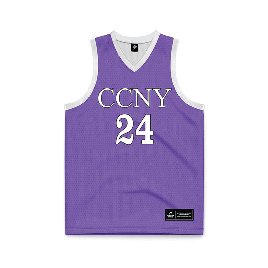 CCNY - NCAA Men's Basketball : David Leye - Purple Basketball Jersey-0