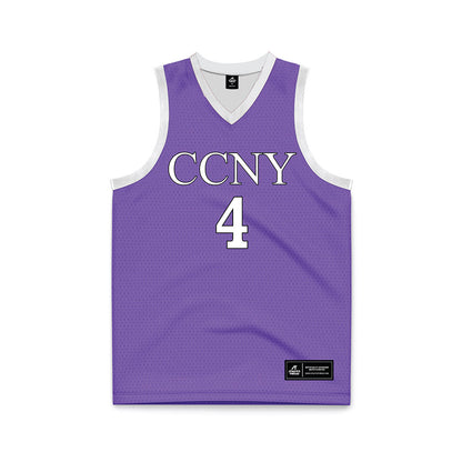 CCNY - NCAA Men's Basketball : Camryn Reyes - Purple Basketball Jersey-0