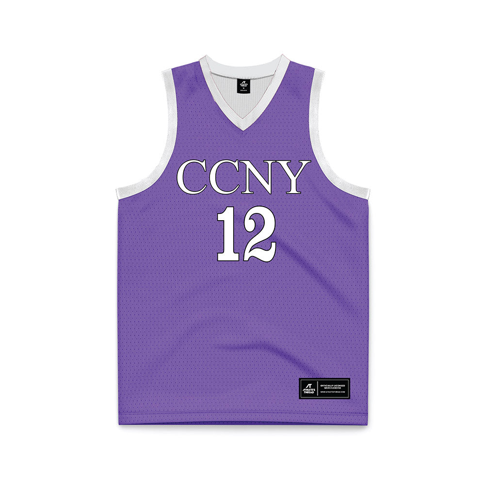 CCNY - NCAA Men's Basketball : Michael Bowman - Purple Basketball Jersey-0