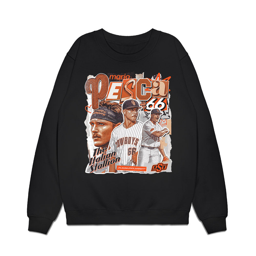 Oklahoma State - NCAA Baseball : Mario Pesca - Collage Premium Crewneck Sweatshirt-0