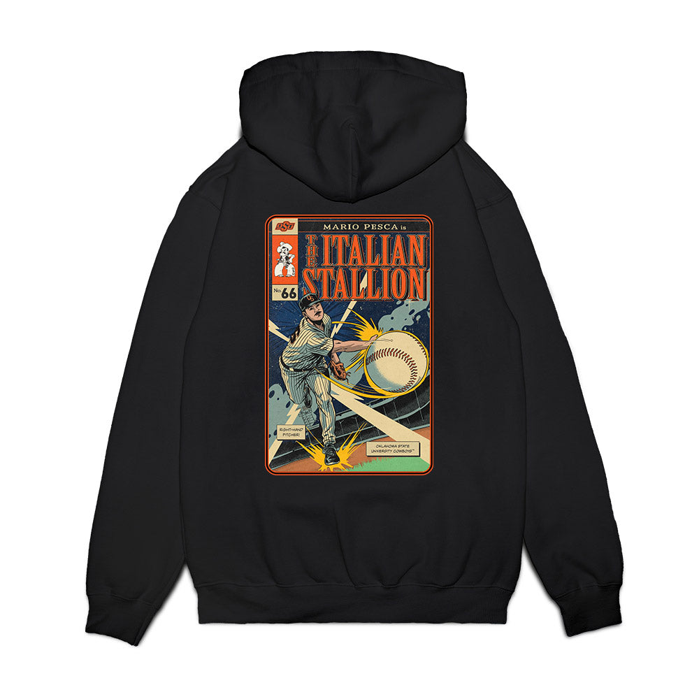 Oklahoma State - NCAA Baseball : Mario Pesca - The Italian Stallion Premium Hooded Sweatshirt-1