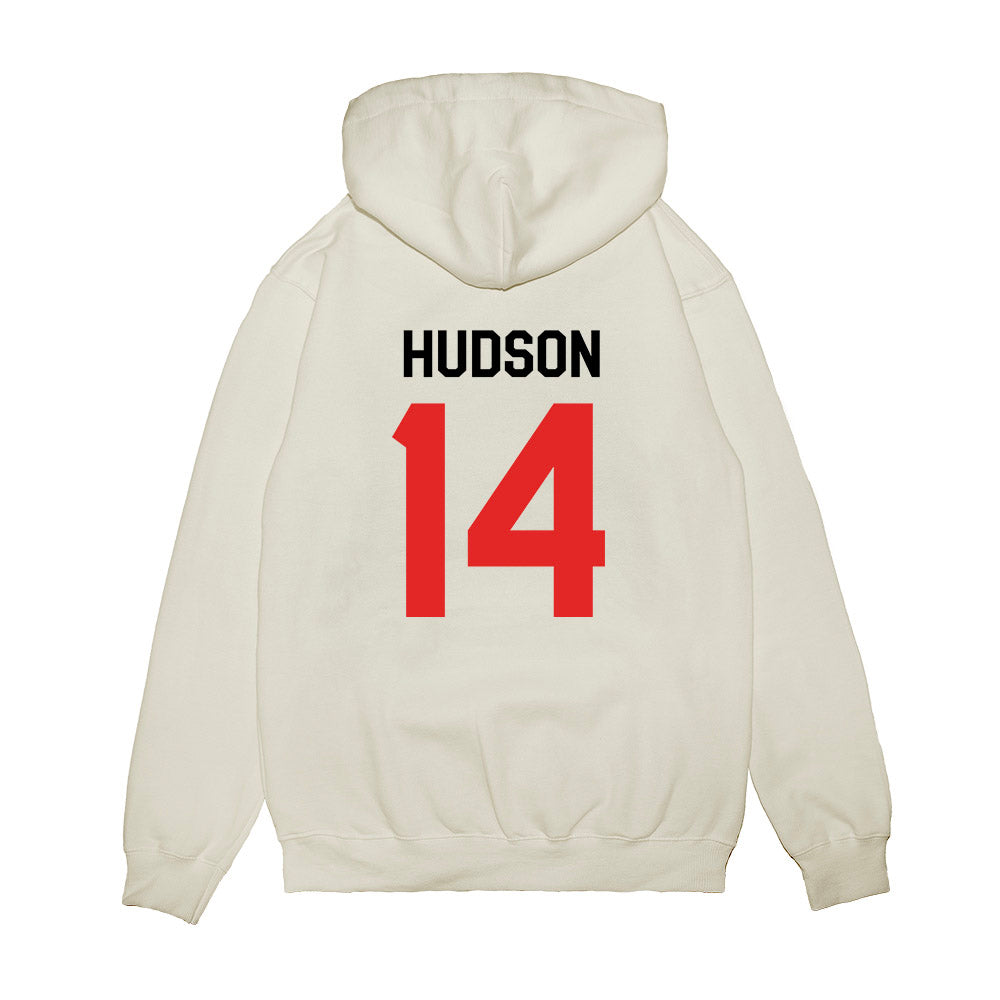 Texas Tech - NCAA Football : Micah Hudson - We're In Shersey Premium Hooded Sweatshirt-1