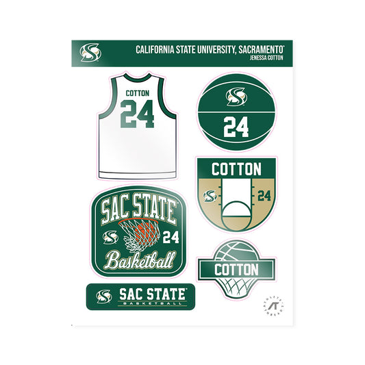 Sacramento State - NCAA Women's Basketball : Jenessa Cotton - Sticker Sheet-0