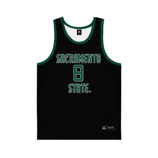 Sacramento State - NCAA Men's Basketball : Shaqir Oneal - Black Basketball Jersey-0