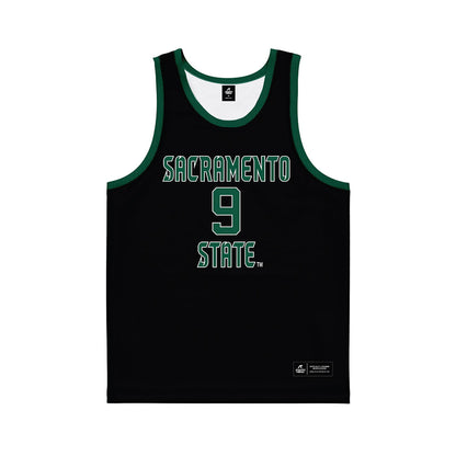 Sacramento State - NCAA Men's Basketball : Jeremiah Cherry - Black Basketball Jersey-0