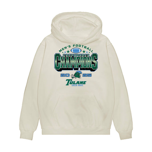 Tulane - NCAA Football : Jackson Courville - 2025 Conference Champions Premium Hooded Sweatshirt-0