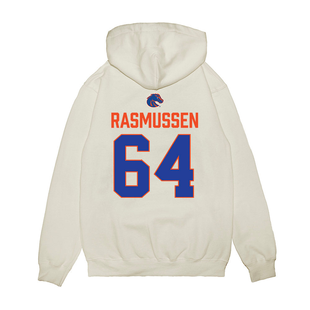 Boise State - NCAA Football : Carson Rasmussen - 3-Peat Conference Champs Premium Hooded Sweatshirt-1
