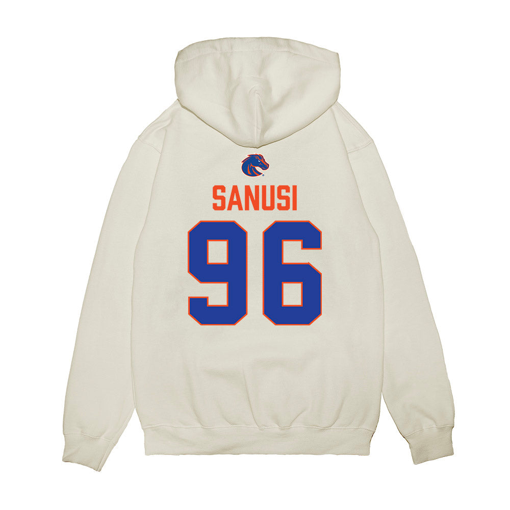 Boise State - NCAA Football : Lopez Sanusi - 3-Peat Conference Champs Premium Hooded Sweatshirt-1